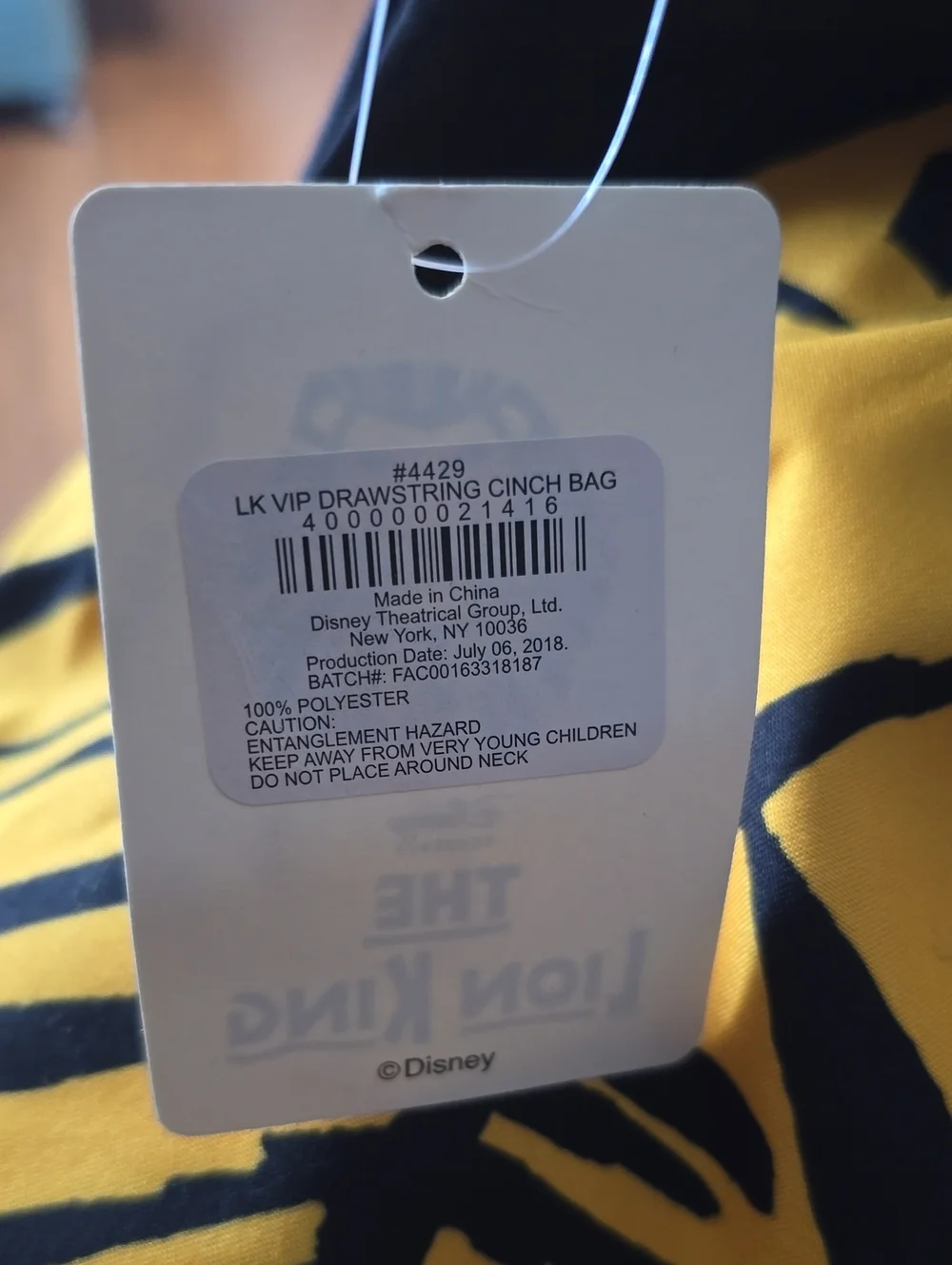 (1770) NWT DISNEY The Lion King Cinch Backpack